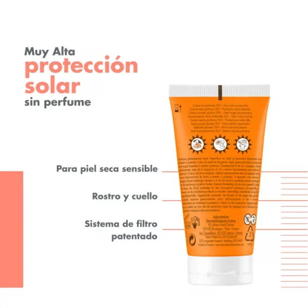 AVÈNE SOLAR CREMA SIN PERFUME SPF50+ 50 ml - Imagen 5