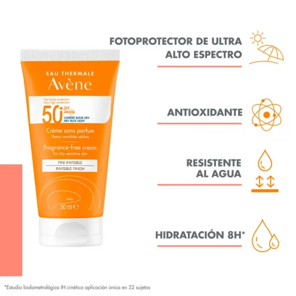 AVÈNE SOLAR CREMA SIN PERFUME SPF50+ 50 ml - Imagen 4