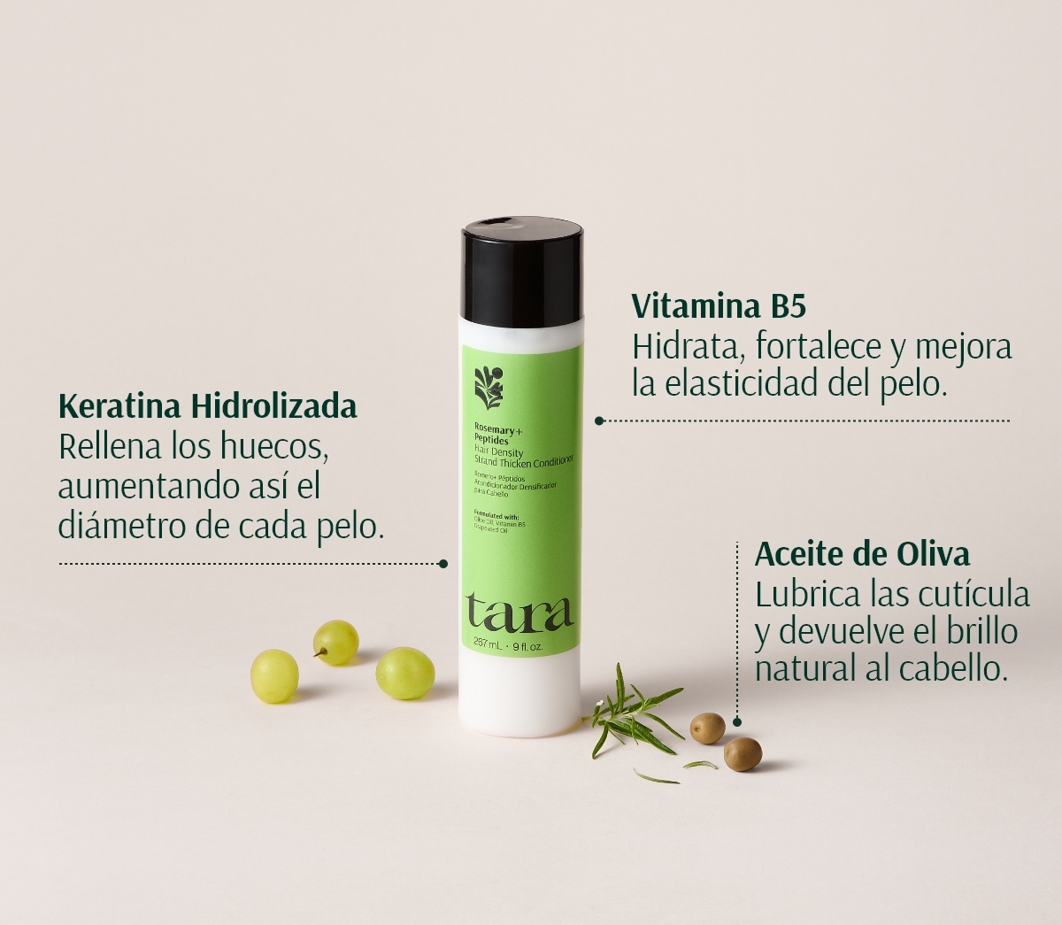 TARA ROMERO + PÉPTIDOS ACONDICIONADOR DENSIFICANTE 267ml - Imagen 3